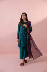 NishatLinen - 3PC Dhanak Embroidered Suit - BFB0131