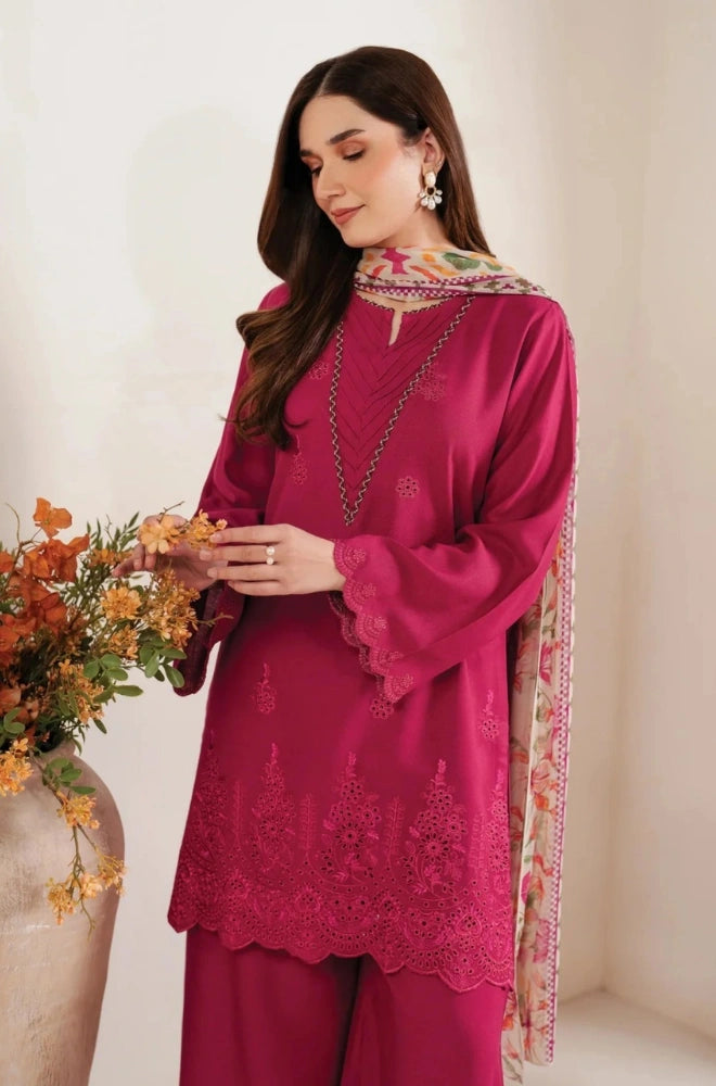 SHANZAY - 3PC Lawn Embroidered Shirt with Monar printed Dupatta and Trouser - BFB0226