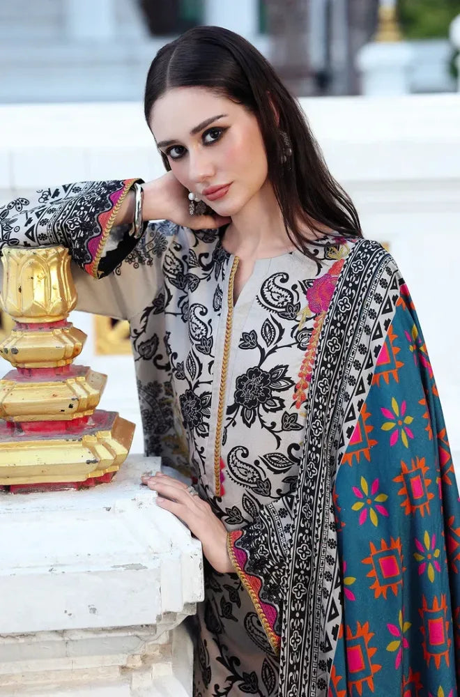 Charizma - 3PC Karandi Printed Shirt With Karandi Printed Dupatta and Trouser - BFB0947