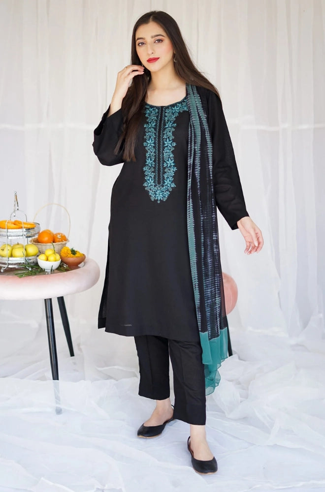 Aisling - 3PC Dhanak Embroidered Suit - BFB01092