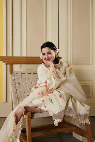 Maryam Hassain - 3PC Lawn Embroidered Shirt With Organza Embroidered Dupatta and Trouser - BFB0826