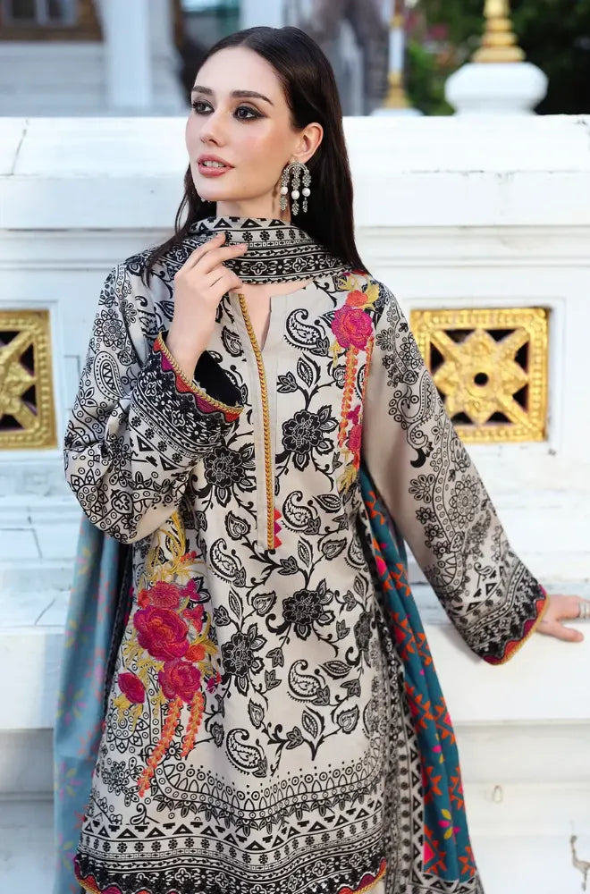 Charizma - 3PC Karandi Printed Shirt With Karandi Printed Dupatta and Trouser - BFB0947