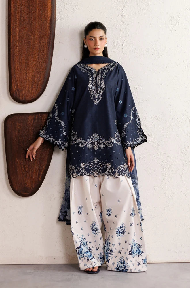 Iznik - 3PC Unstitched Dhanak Embroidered Shirt with Digital Printed Shawl and Trouser - BFB01162