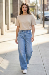 Everyday Comfort High-Rise Loose Jeans - Blue - BFJ010