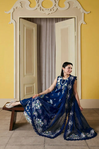Maryam Hussain - 3PC Lawn Embroidered Shirt with Cotton Net Embroidered Dupatta and Trouser - BFB0828