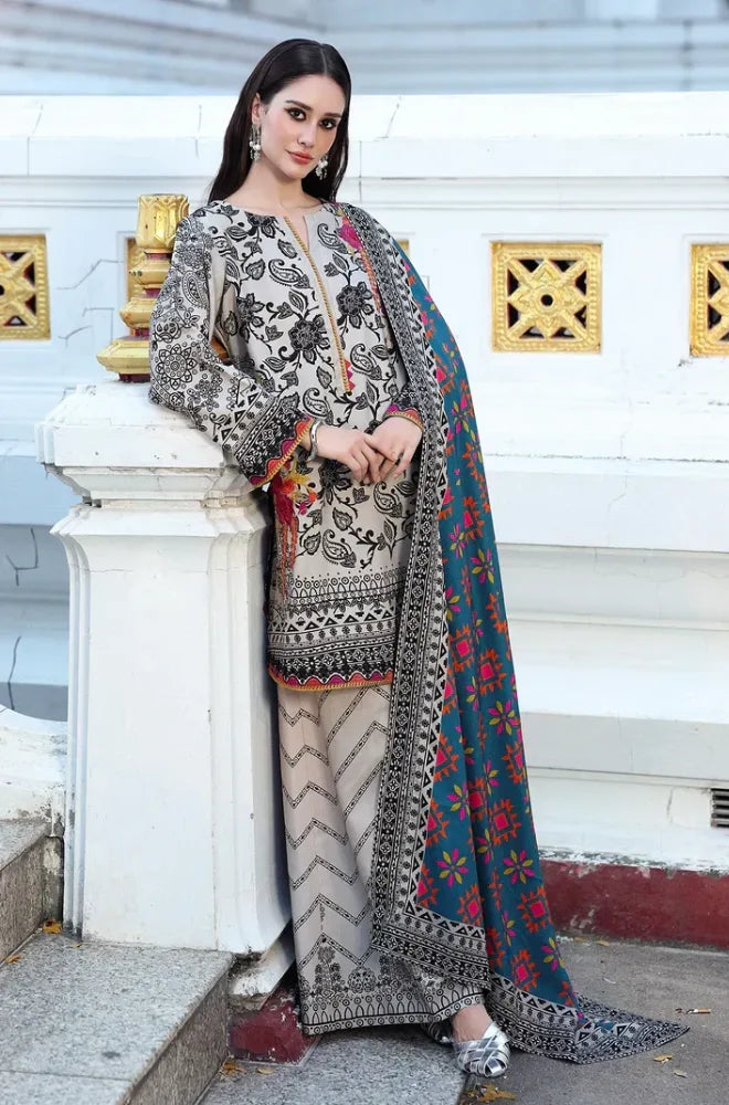 Charizma - 3PC Karandi Printed Shirt With Karandi Printed Dupatta and Trouser - BFB0947