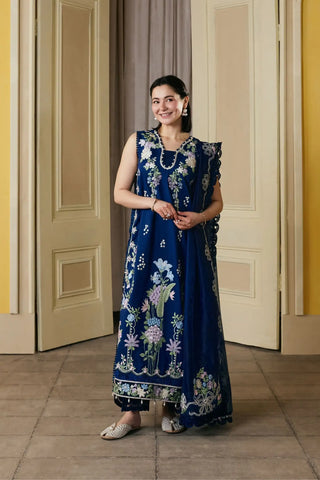 Maryam Hussain - 3PC Lawn Embroidered Shirt with Cotton Net Embroidered Dupatta and Trouser - BFB0828