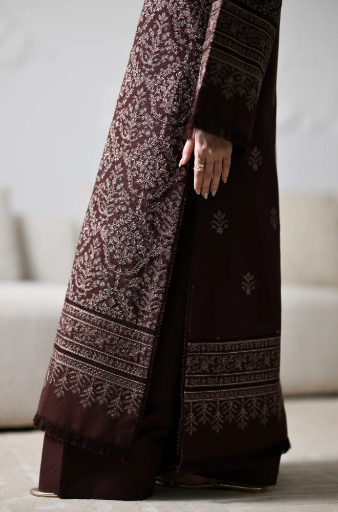 Zaib - 3PC Dhanak Embroidered Shirt With Dhanak Embroidered Dupatta and Trouser - BFB01122