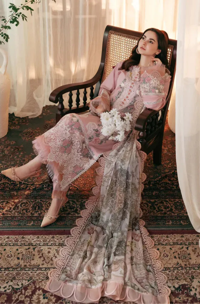 Jade- 3PC Dhanak Embroidered Chikankari Shirt With Dhanak Printed Dupatta and Trouser - BFB0987