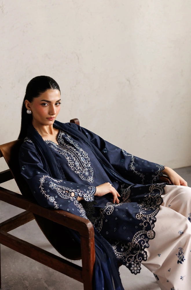 Iznik - 3PC Unstitched Dhanak Embroidered Shirt with Digital Printed Shawl and Trouser - BFB01162