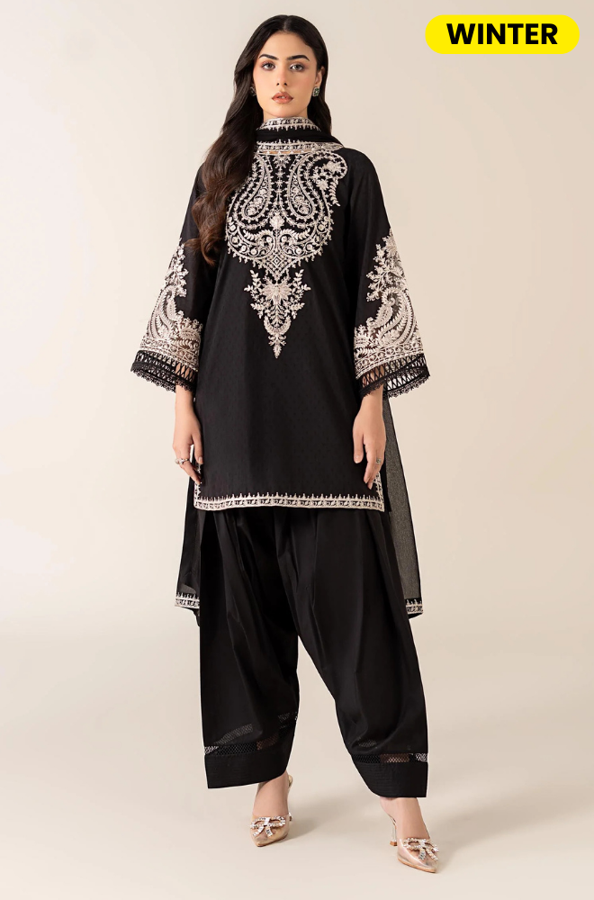 Maria B - Winter 3PC Dhanak Embroidered Suit - BFB0414