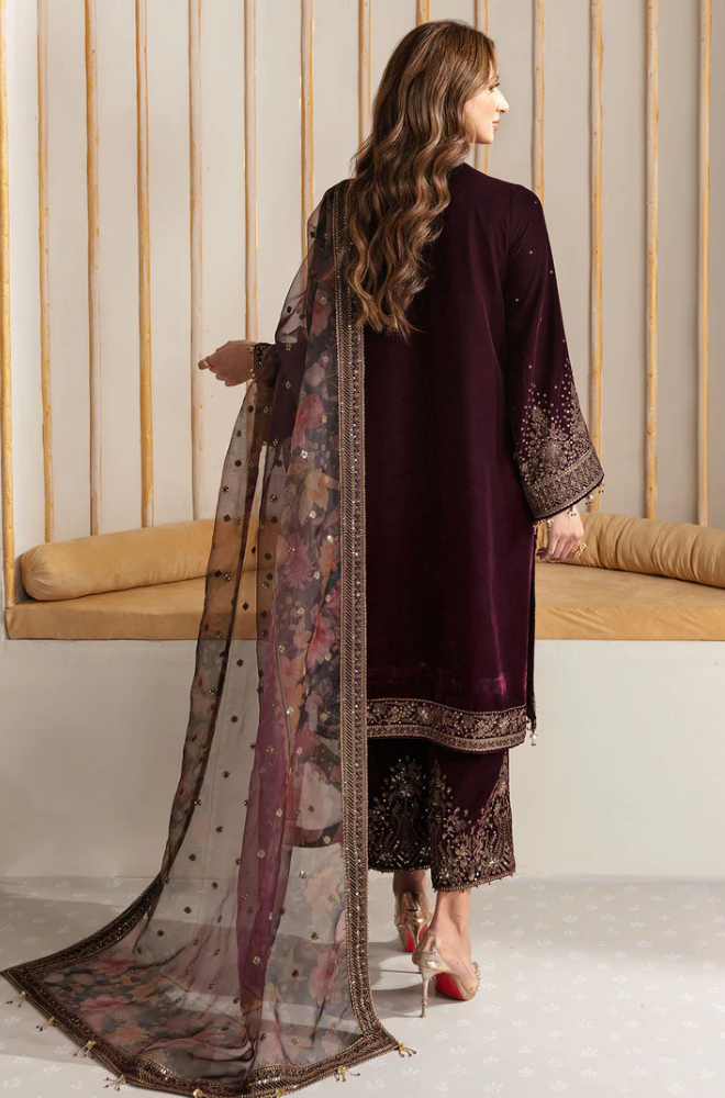 Winter 3PC Velvet Embroidered Suit - BFB0174