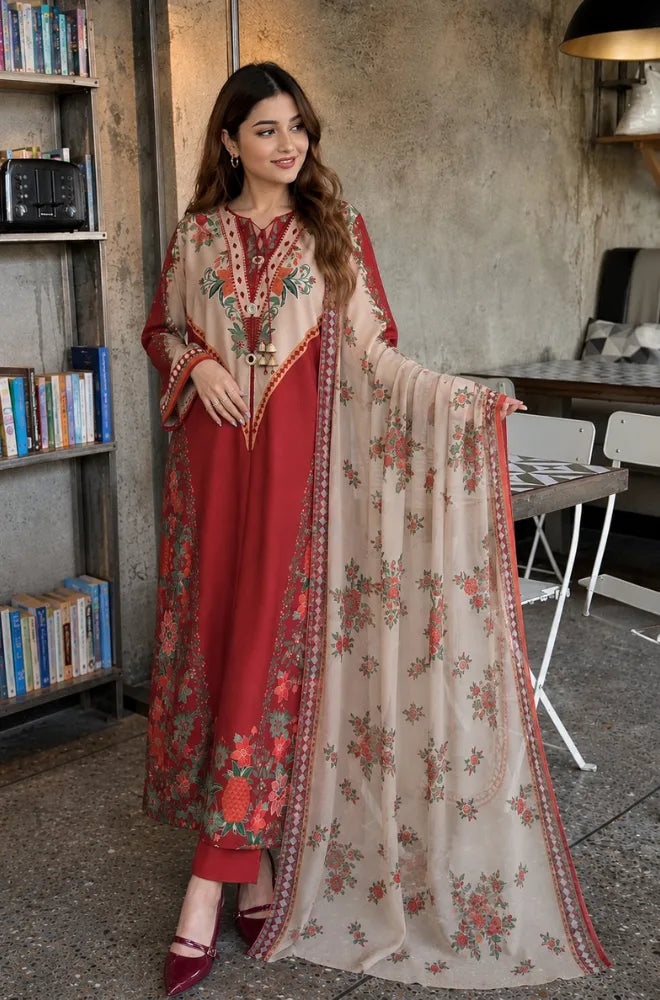 BlueFery - 3PC Lawn Printed Shirt With Lawn Printed Dupatta and Trouser - BFB0981