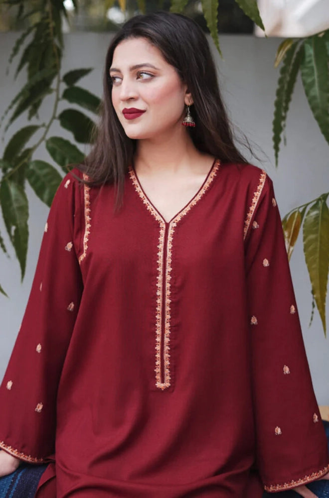 Asling - 3PC Dhanak Embroidered Shirt With Dhanak Embroidered Dupatta and Trouser - BFB0877