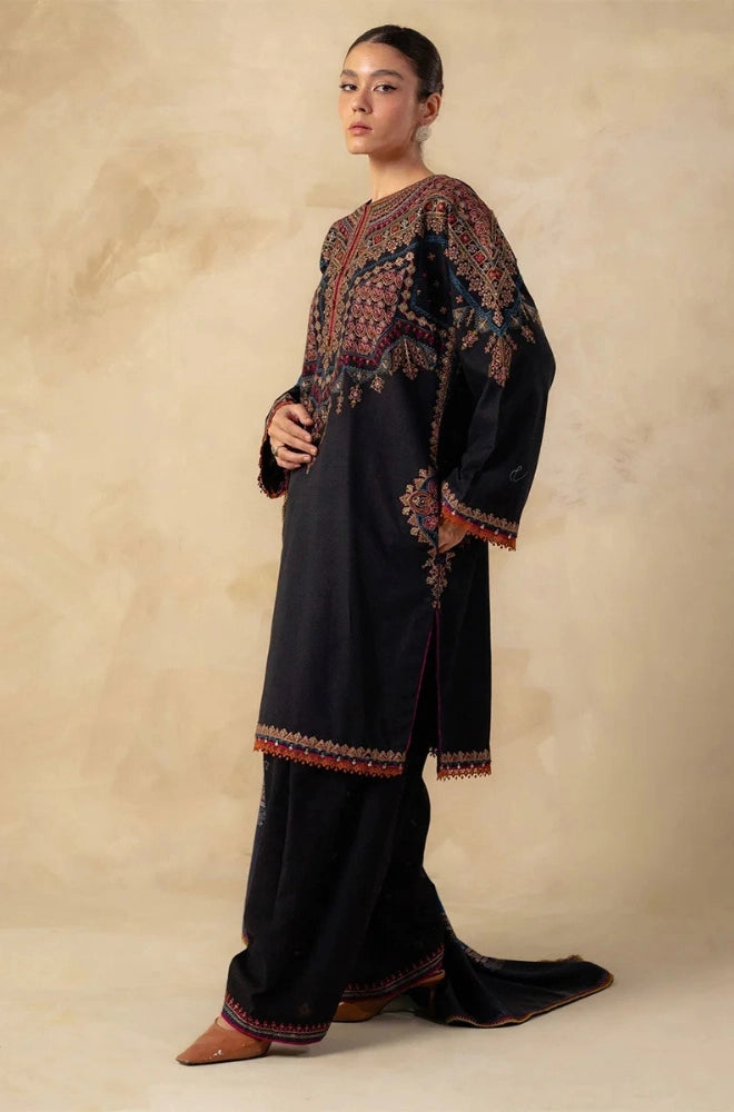 Zara Shahjahan - 3PC Dhanak Embroidered Shirt With Twill Printed Dupatta and Trouser - BFB0916