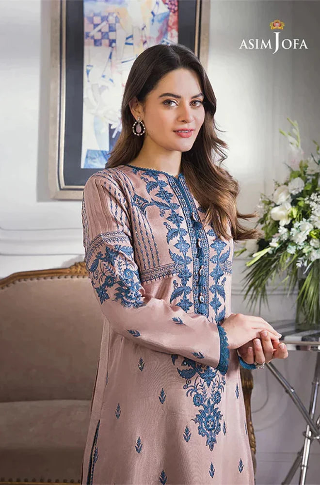 Asim Jofa - 3PC Dhanak Embroidered Shirt with Chiffon Dupatta and Trouser - BFB0917