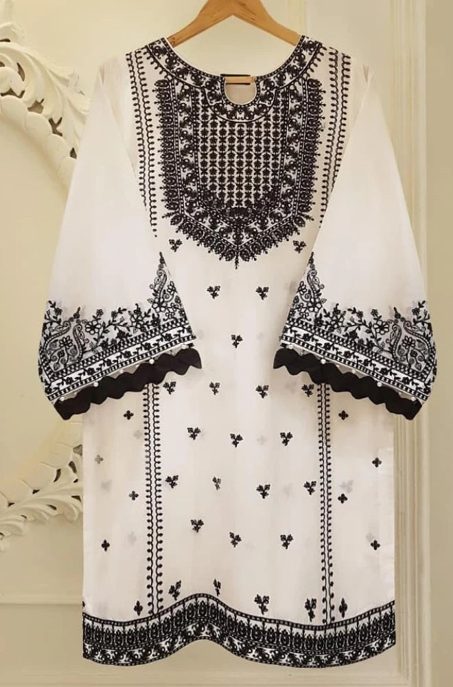 AGHA NOOR - 3PC Lawn Embroidered Shirt with Chiffon Embroidered Dupatta and Trouser - BFU0013