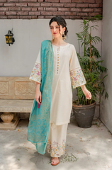 Kastoor - 3PC Dhanak Embroidered Suit - BFB0089