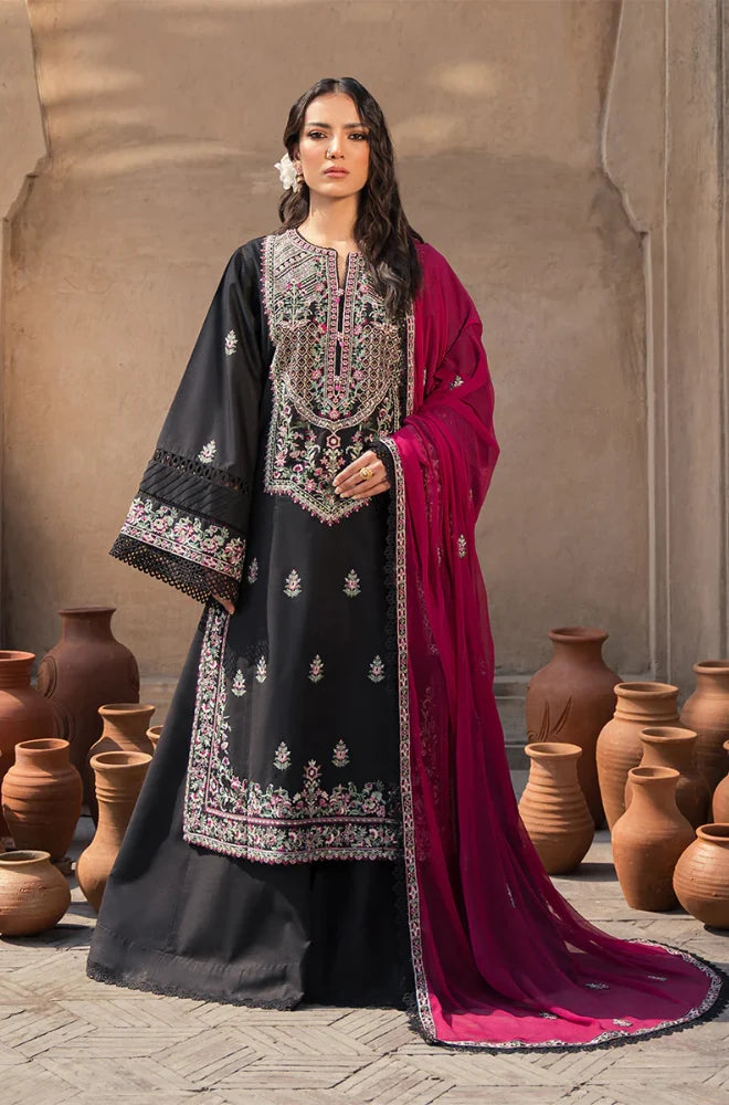Zarposh - 3PC Dhanak Embroidered Shirt With Chiffon Embroidered Dupatta and Trouser - BFB0903