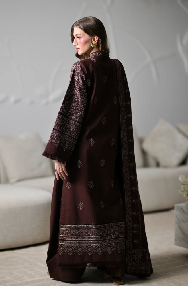 Zaib - 3PC Dhanak Embroidered Shirt With Dhanak Embroidered Dupatta and Trouser - BFB01122