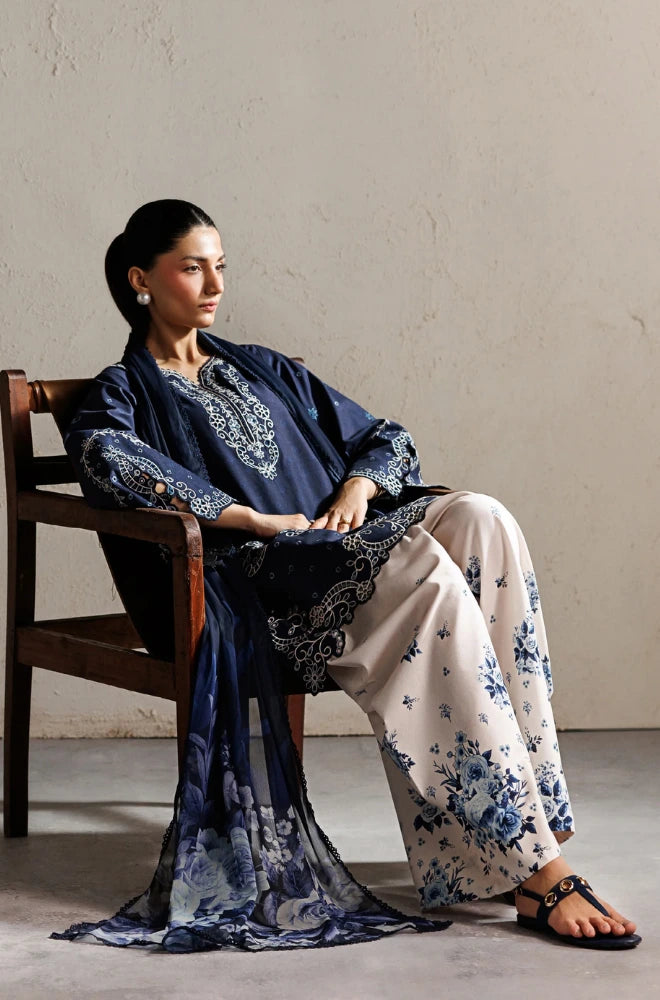 Iznik - 3PC Unstitched Dhanak Embroidered Shirt with Digital Printed Shawl and Trouser - BFB01162