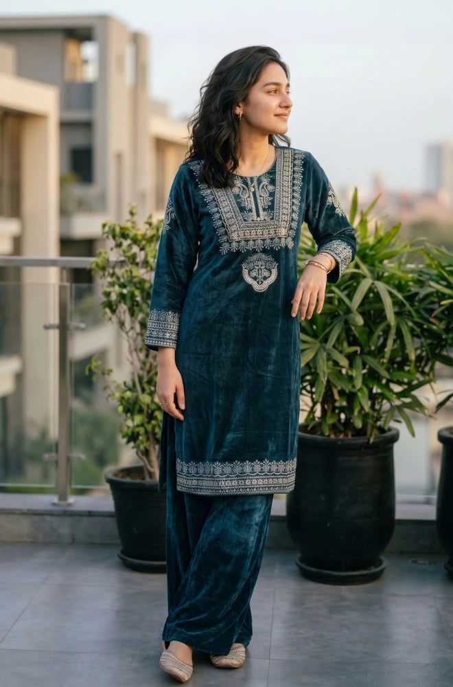 STITCHED - Nayelle 3PC Velvet Dress - FVL-01
