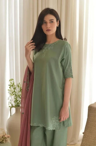 LAAM - 3PC Summer Lawn Embroidered Shirt with Chiffon Embroidered Dupatta and Trouser - BFB0797