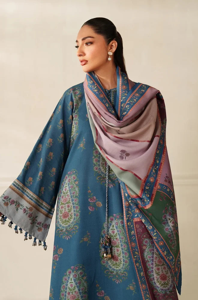 Baroque -  3PC Karandi Printed Shirt With Karandi Printed Dupatta and Trouser - BFB0948