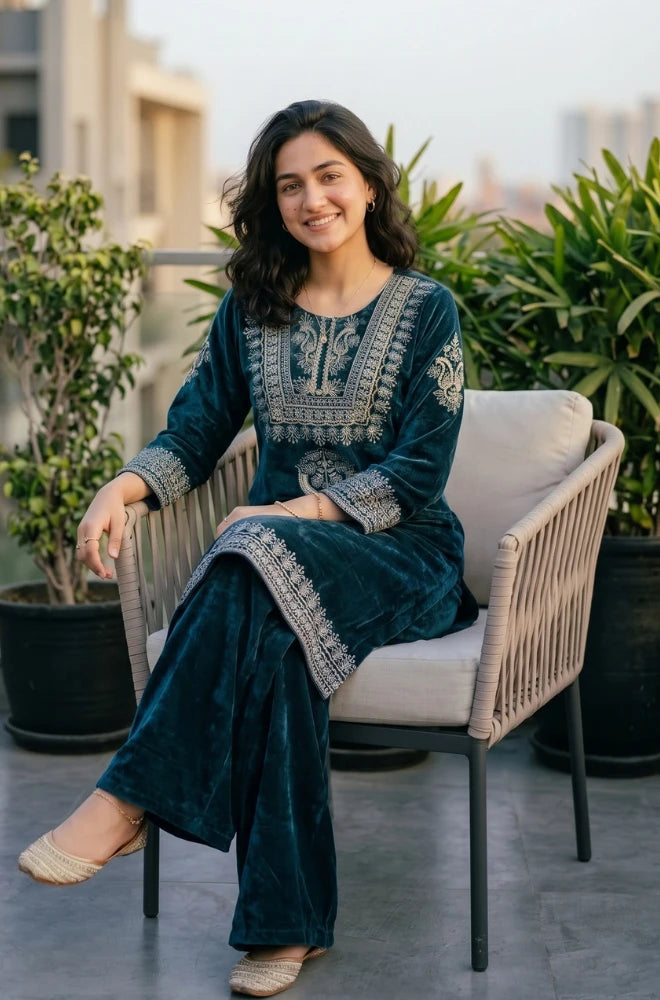 STITCHED - Nayelle 3PC Velvet Dress - FVL-01