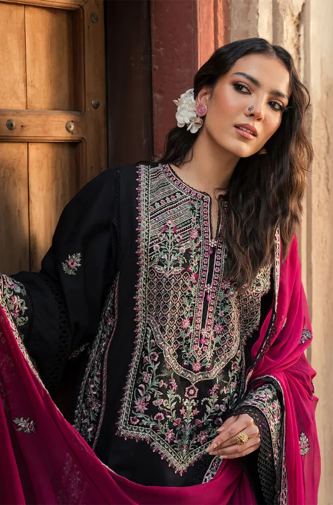 Zarposh - 3PC Dhanak Embroidered Shirt With Chiffon Embroidered Dupatta and Trouser - BFB0903