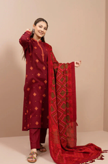 Kasyeria - 3PC Dhanak Embroidered Suit - BFB0133