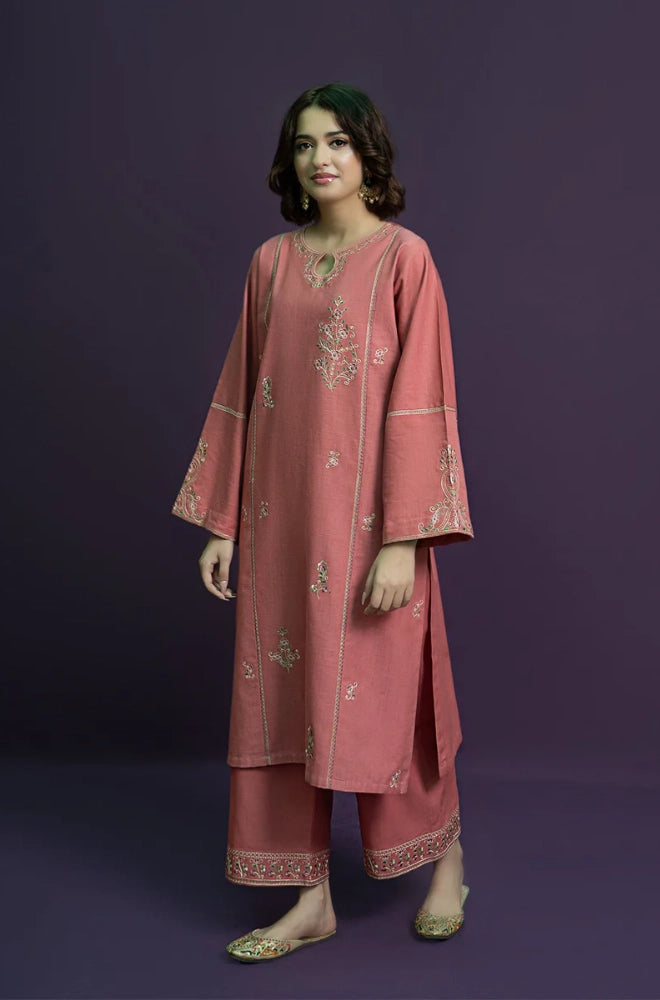 Urge - 2PC Dhanak Embroidered Shirt and Trouser - BFB0902