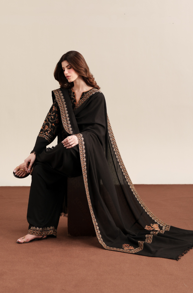 Lelani - 3PC Dhanak Embroidered Shirt With Dhanak Embroidered Dupatta and Trouser - BFB01167