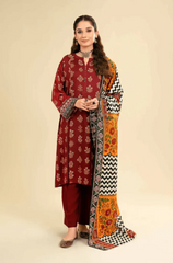 Kasyeria - 3PC Dhanak Embroidered Suit - BFB0134