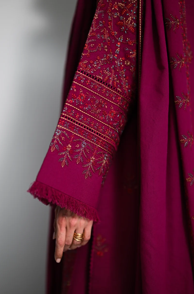 Zaib - 3PC Dhanak Embroidered Shirt With Dhanak Embroidered Dupatta and Trouser - BFB01123