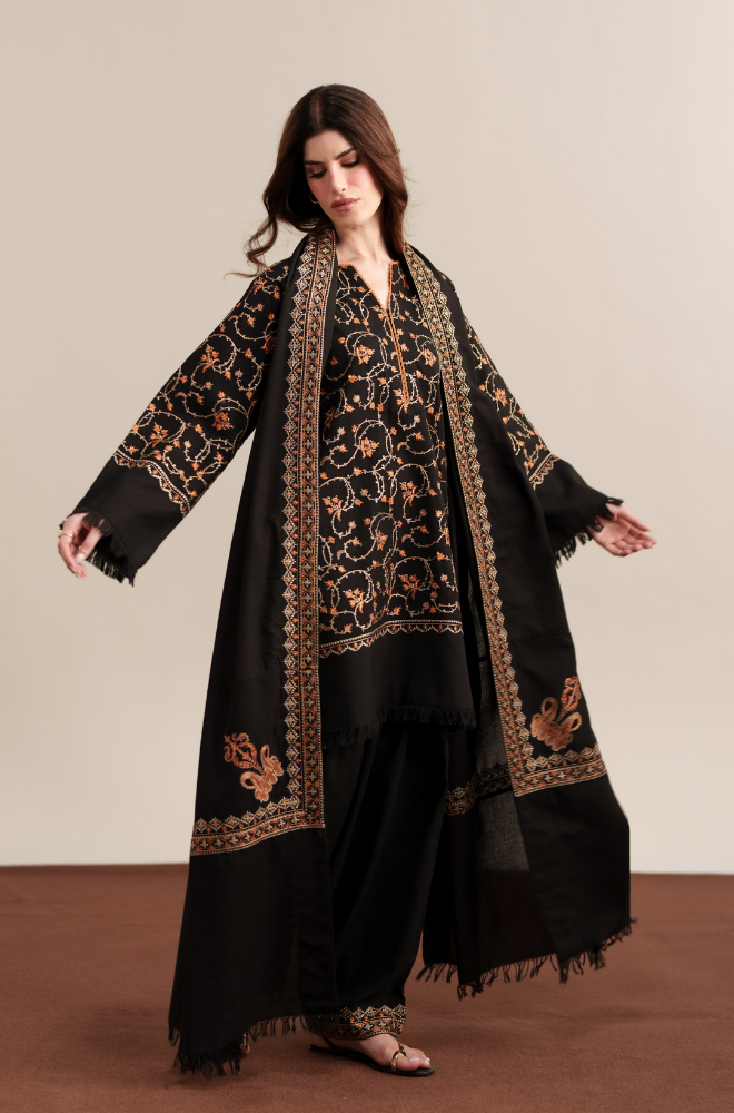 Lelani - 3PC Dhanak Embroidered Shirt With Dhanak Embroidered Dupatta and Trouser - BFB01167