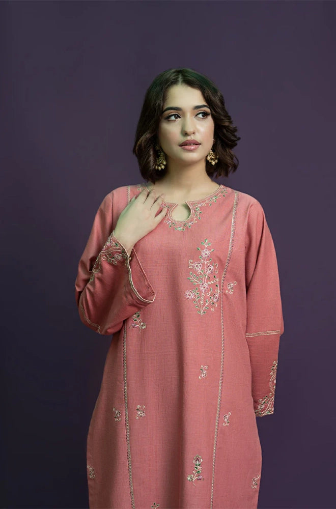 Urge - 2PC Dhanak Embroidered Shirt and Trouser - BFB0902