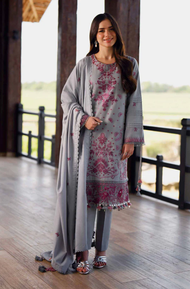 Nishatlinen - Winter 3PC Dhanak Embroidered Suit - BFB0567