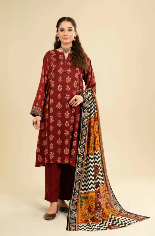 Kasyeria - 3PC Dhanak Embroidered Suit - BFB0134