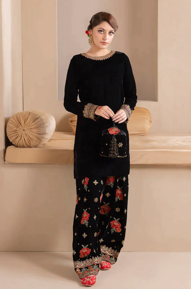 Winter 3PC Velvet Embroidered Suit - BFB0176
