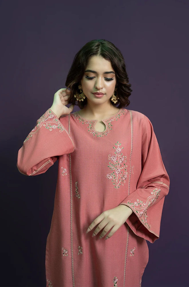 Urge - 2PC Dhanak Embroidered Shirt and Trouser - BFB0902