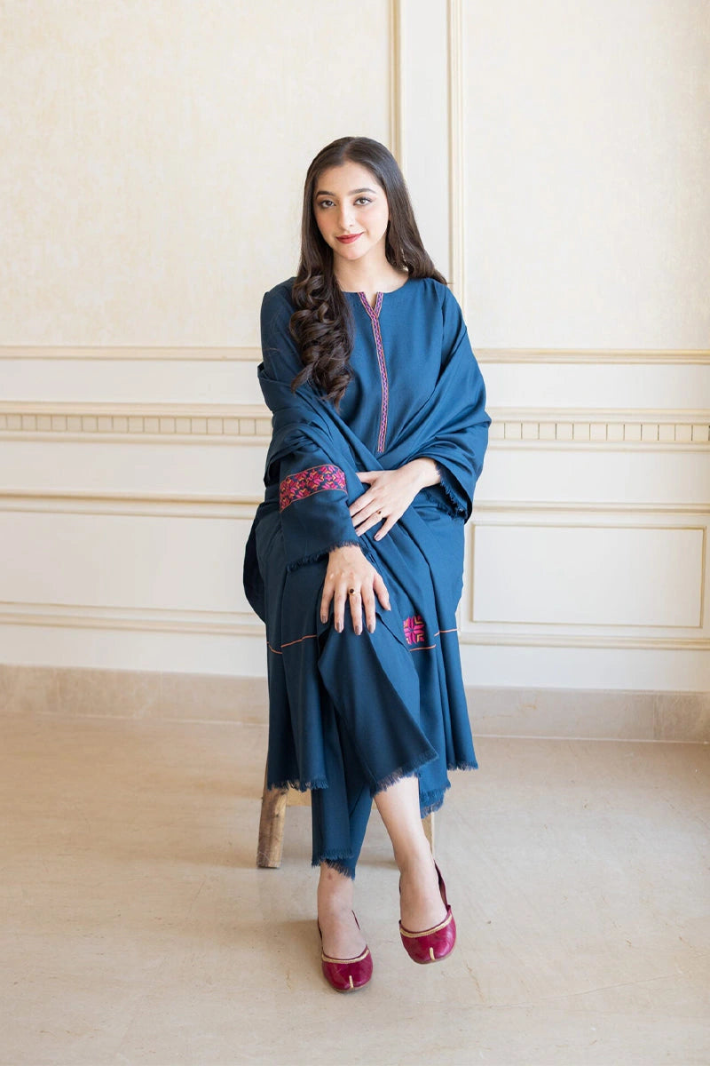 Aisling - 3PC Dhanak Embroidered Shirt With Dhanak Embroidered Dupatta and Trouser - BFB0876