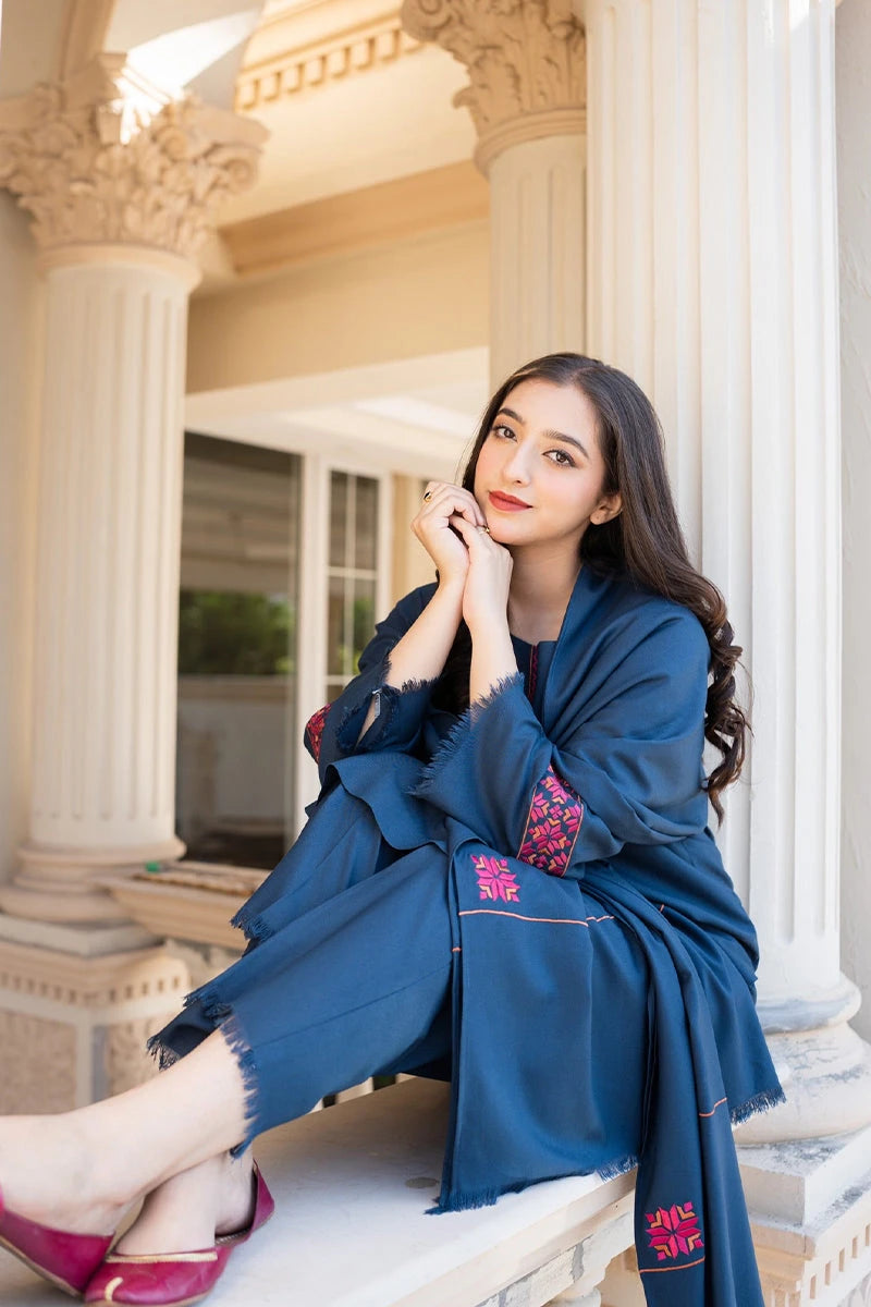 Aisling - 3PC Dhanak Embroidered Shirt With Dhanak Embroidered Dupatta and Trouser - BFB0876