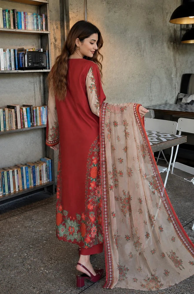 BlueFery - 3PC Lawn Printed Shirt With Lawn Printed Dupatta and Trouser - BFB0981