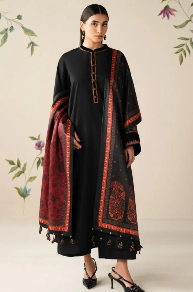 Baroque - 3PC Dhanak Embroidered Suit - BFB01134