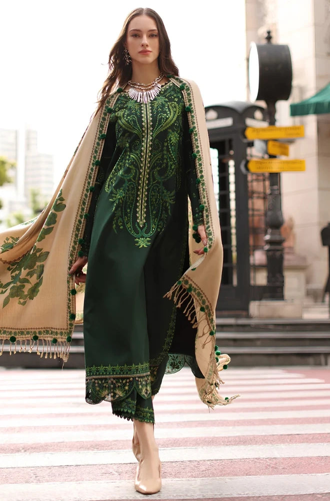 Charizma - 3PC Unstitched Dhanak Embroidered Shirt with Pashmina Printed Dupatta and Trouser - BFB01150