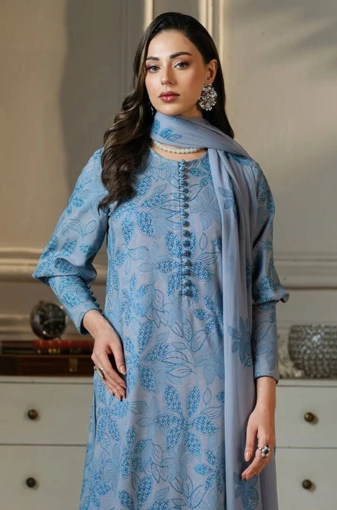 BAREEZE - 3PC Lawn Embroidered Shirt With Chiffon Embroidered Dupatta and Trouser - BFB0829