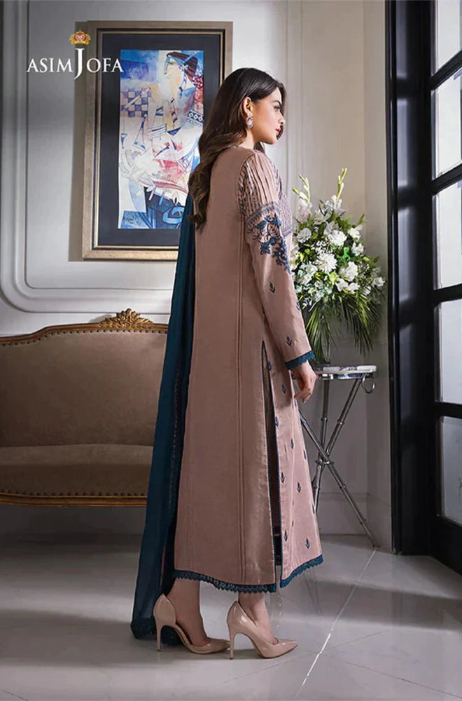Asim Jofa - 3PC Dhanak Embroidered Shirt with Chiffon Dupatta and Trouser - BFB0917