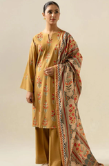 Edenrobe - 3PC Dhanak Embroidered Suit - BFB0141