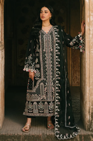 FIONA - 3PC Embroidered Lawn Shirt with Net Embroidered Dupatta and Trouser - BFB0823